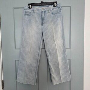 Jen7 by 7 For All Mankind Cropped Wide Leg Pinstripe Jeans Size 6